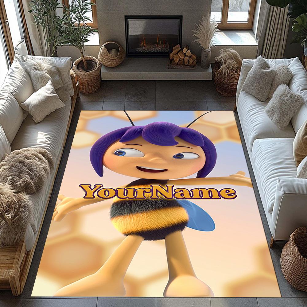 Biene Maja Personalisierbarer Namens-Teppich Perfekt für Eingangsbereiche Outdoor-Spielzimmer Küchen Rutschfester Teppich Anime Bürodekoration Geschenk für Festivals