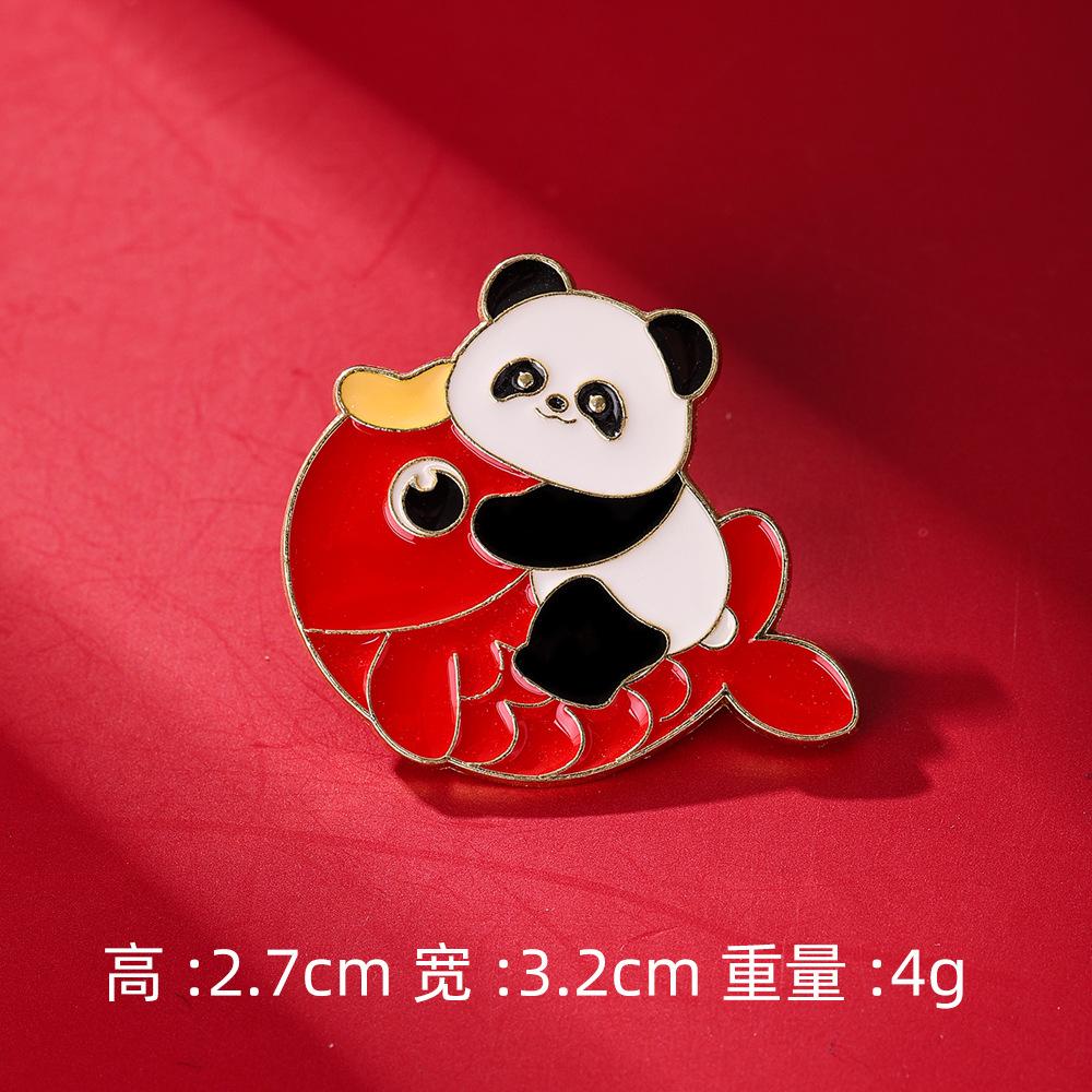 New Year's Badge Cute Animal Panda Spring Festival Brooch Auspicious Fortune Happy Character Activity Supplies Gift Accessories
