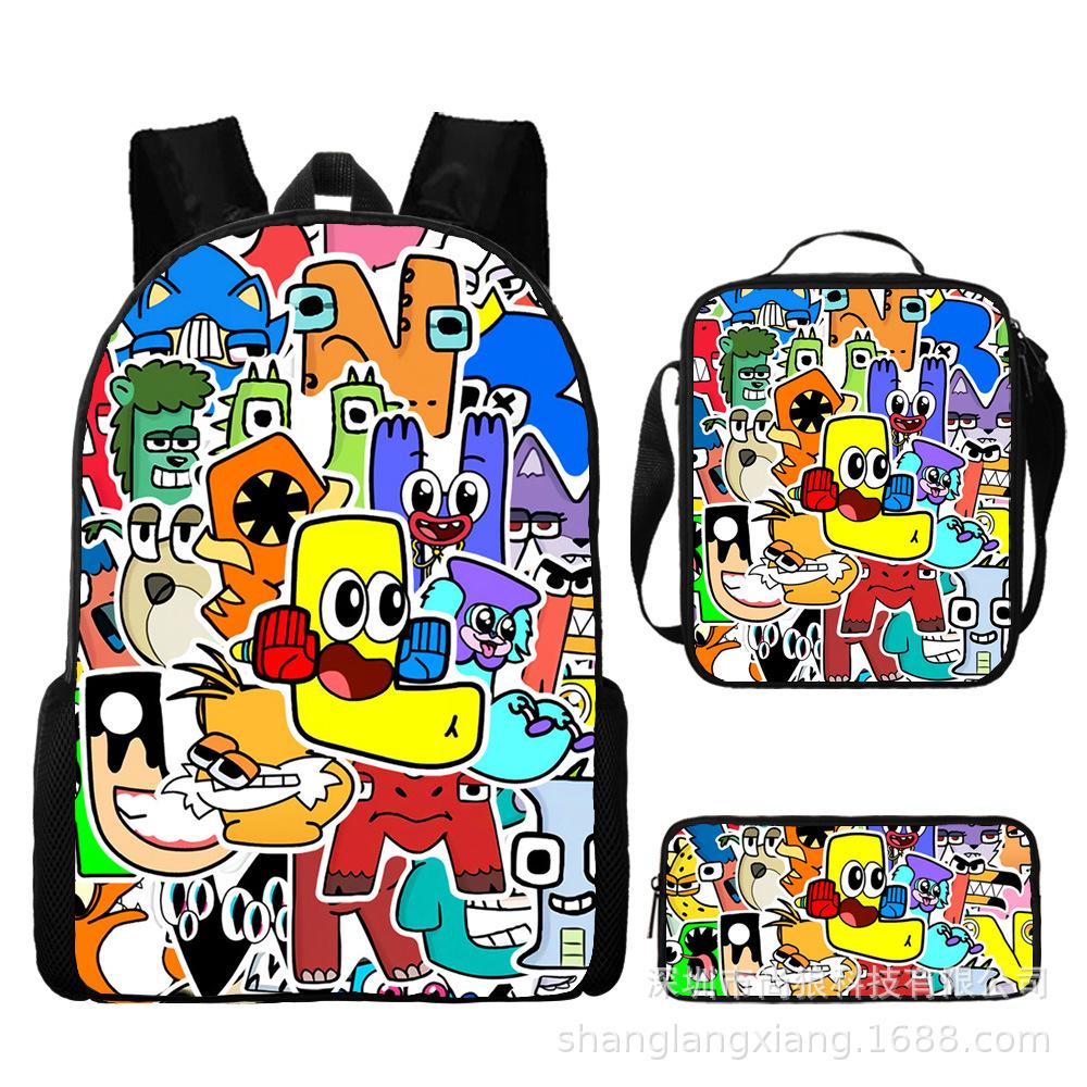 Backpack, Alphabet Legend Cartoon Digital Printing School Bag Alphabet Lore Satchel Backpack
