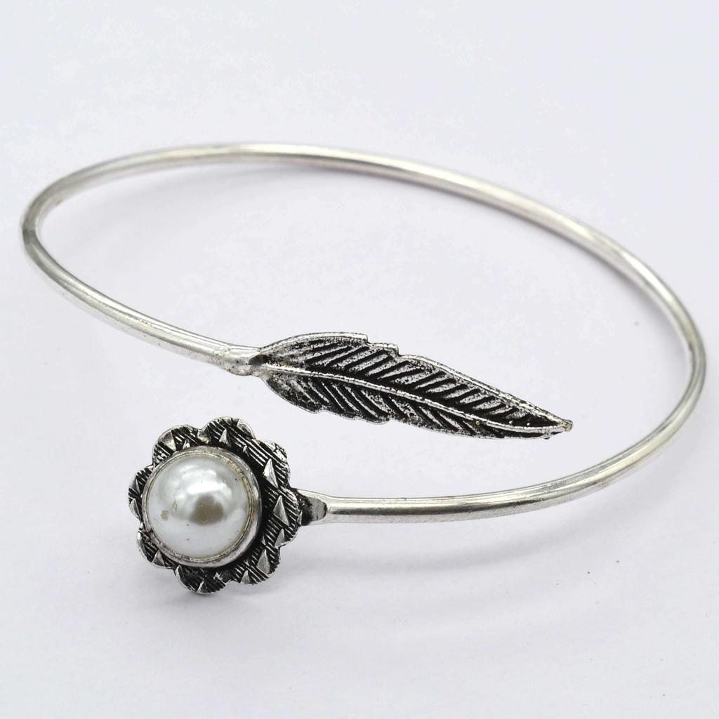 Pearl Gemstone Ethnic Handmade Adjustable Bangle Jewelry 8 Gms BN 131