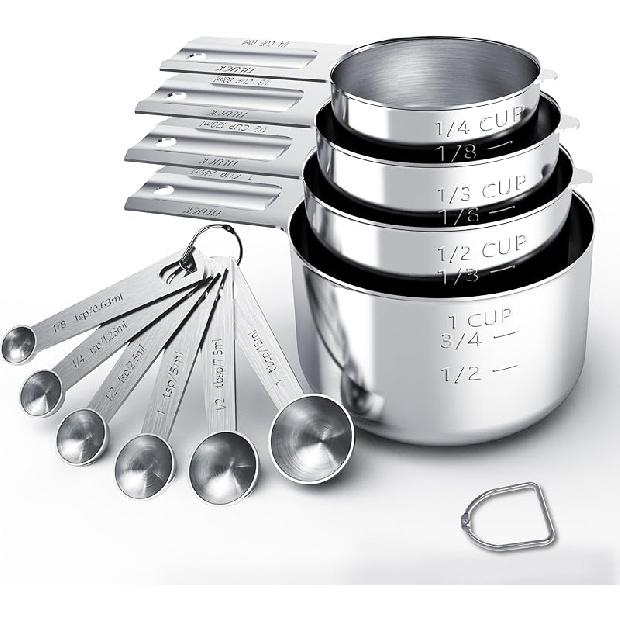 TILUCK Stainless Steel Measuring Cups & Spoons Set, Cups and Spoons,Kitchen Gadgets for Cooking & Baking (10) 10