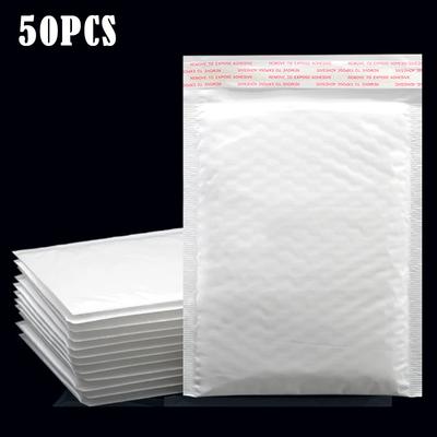 50 st Bubble Mailers Vit Poly Bubble Mailer Självförsegling Vadderad presentpåse Förpackning Kuvertpåsar Boka Fraktpaketpåse