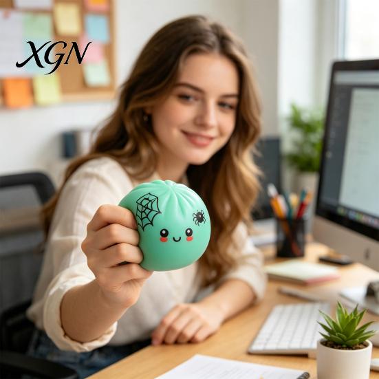 Calming Toys for Anxiety Halloween Glitter Dumpling Squeeze Toy, Slow Rising Soft TPR Fidget Toy Tpr Adults Kids, Palm Size Decompression Ball Relief