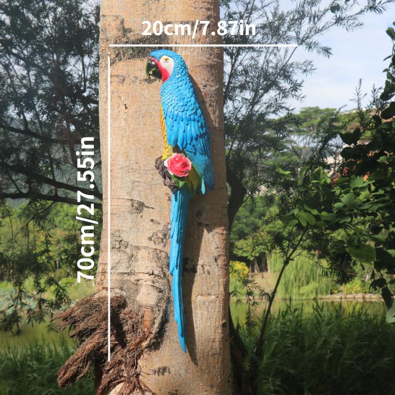Golden Macaw Pendant Garden Sculpture - Resin Bird Home Décor