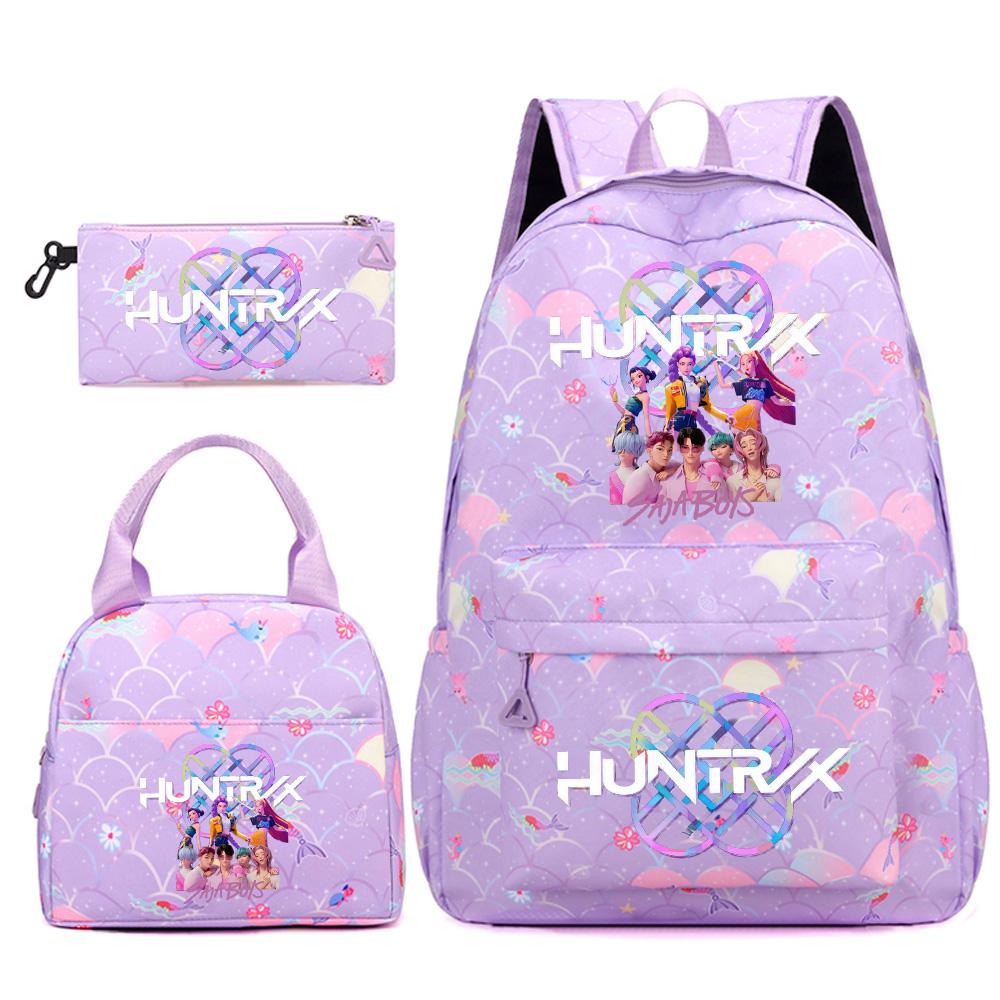 3Pcs/set Cute Kpop Printed Backpack Handbag Pencil Case for Teenger Student Girl Boy Schoolbag Kid Bookbag Large Capacity Travel Bag Gift Mochila