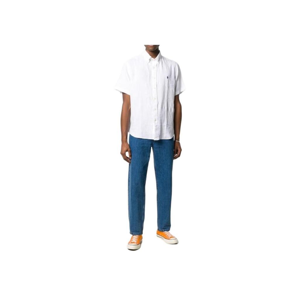 Polo Ralph Lauren Logo Embroidered Polo Straight Fit Short Sleeve Shirt Men Shirts White 710795452-008