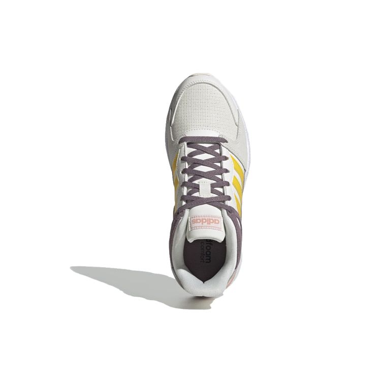 Adidas Neo Crazychaos 1.0 Comfortable Leather Shock Absorption Non-Slip Low-Top Casual Running Shoes Women Sneaker White Yellow Brown EG8751