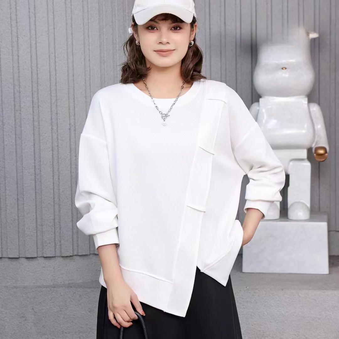 

Пуловер Осенняя толстовка с капюшоном Футболка Женская Полный рукав Свободная Белая One Size