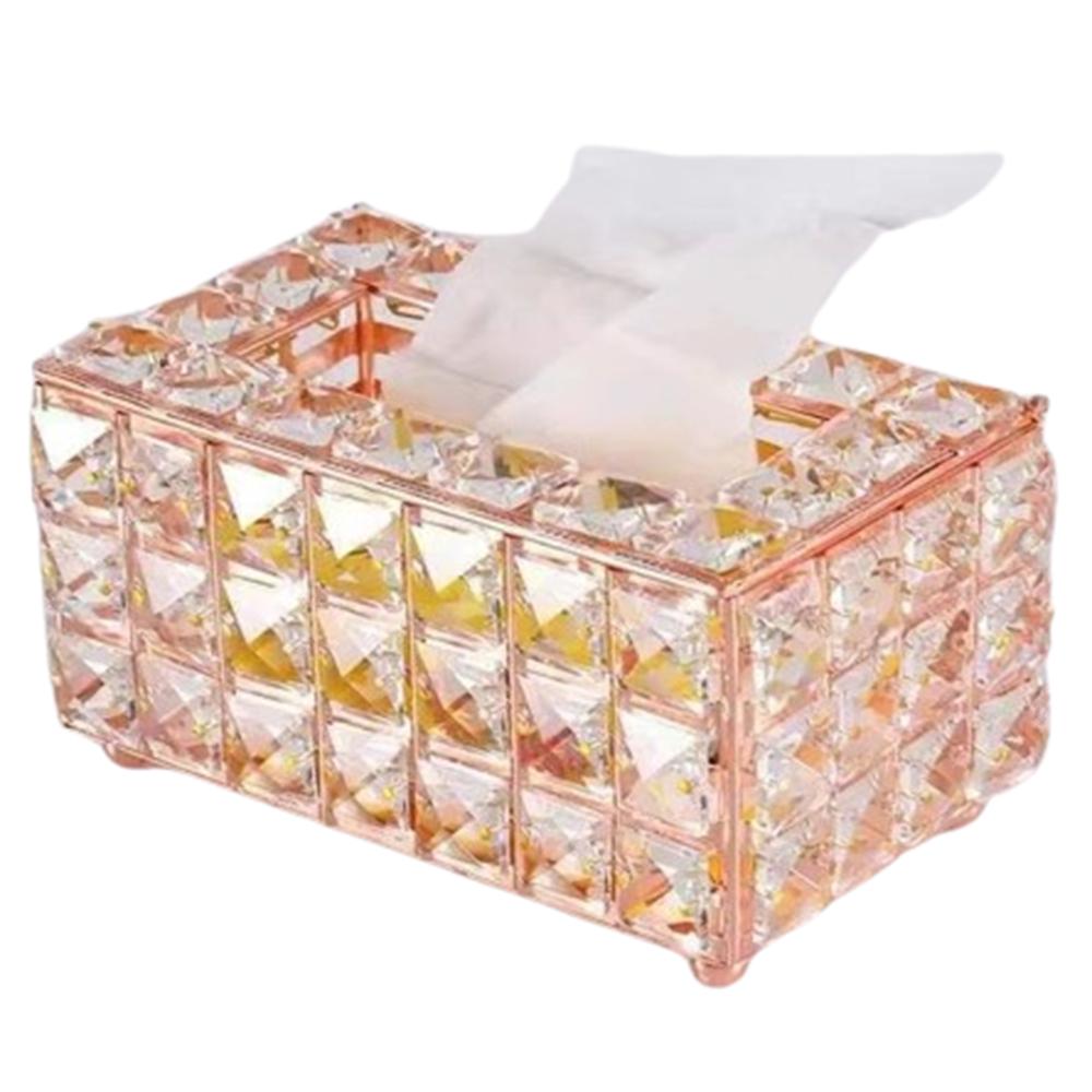 Sparkly Crystal Square Bead Tissue Box Light Luxury Napkin Box Paper Towel Storage Box  Living Room