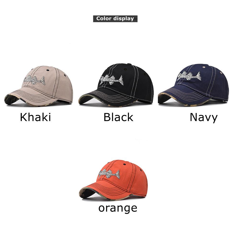 Cap Bone Fish 3d Embroidery Baseball Cap Cotton Material Breathable