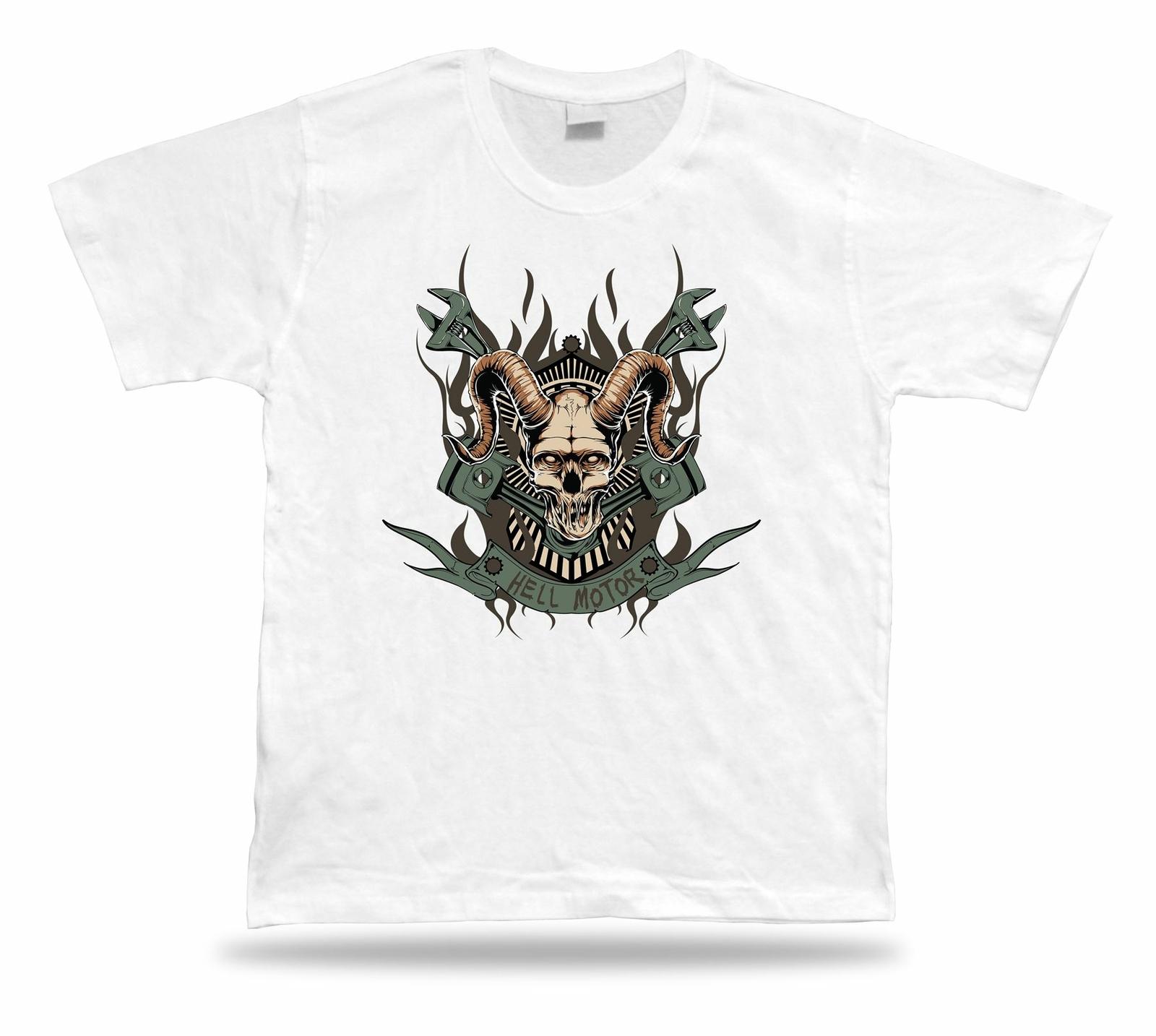 

Tshirt Tee Shirt Birthday Gift Idea Hell Motor Skull Horns Evil Pistons Wrench S разноцветный