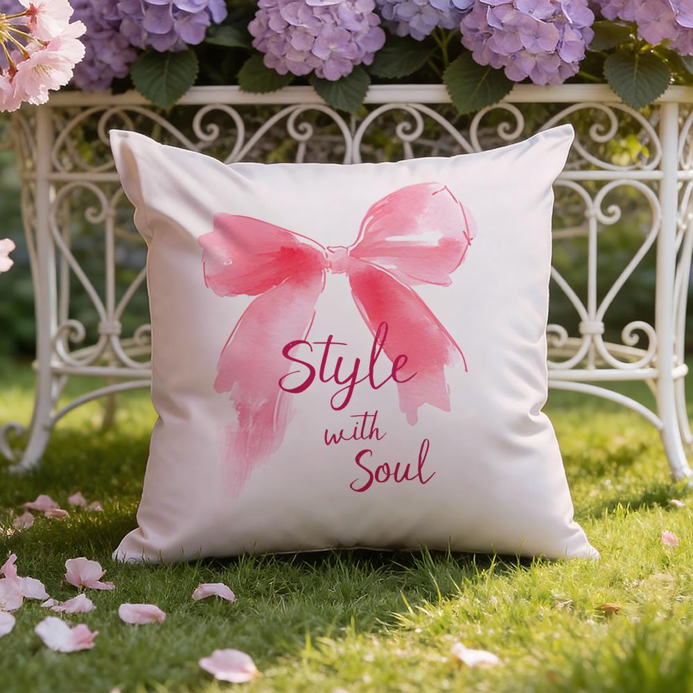 Korean T-Trendy Bow Cushion Cover Home & Car Dual-Scene Pillow Cover: Reversible for Premium Comfort