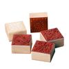 Korean Kawai Stationery Classic Wooden Retro Square Lace Seal 2 Series Set Seals Office School Supplies Teacher Lovely Gift