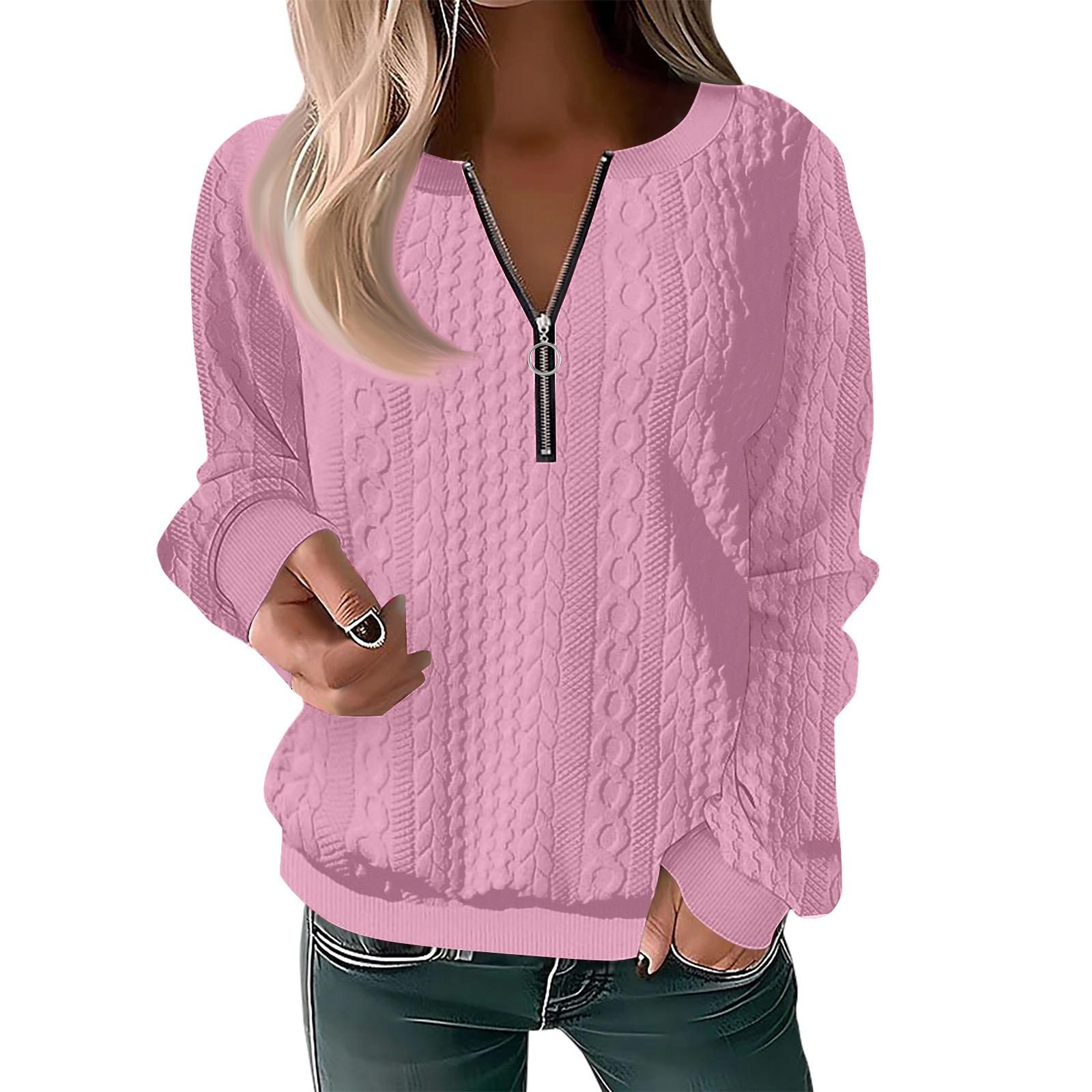 

Женская модная повседневная толстовка с V-образным вырезом и застежкой-молнией, однотонная, с длинным рукавом XXL