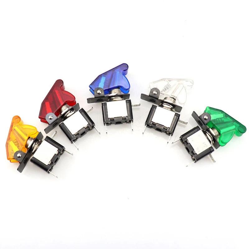 Rocker Switch LED Car Modification Arm Push Button Illuminated Toggle Switch With Safety Aircraft Flip Up Cover Guard 12V20A