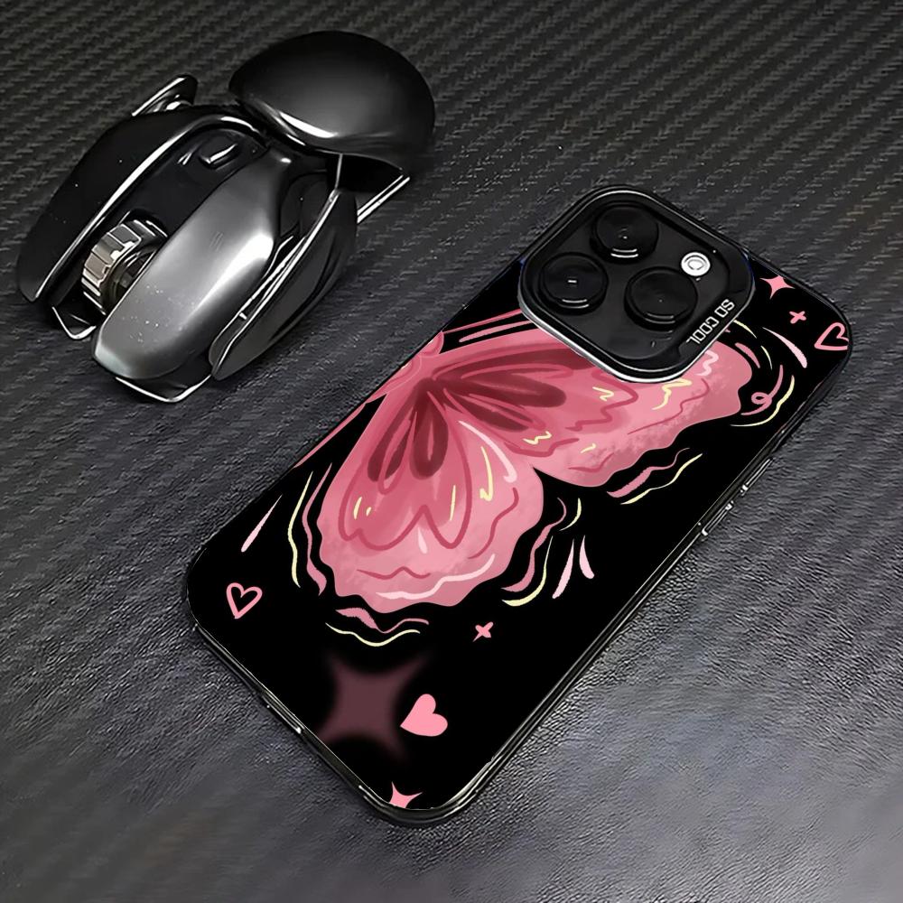 Half Butterfly Pattern Phone Case Suitable for iPhone 17, 16, 15, 14, 13, 12, 11Pro/Max/Plus Anti Shock and Anti Drop Back Cover