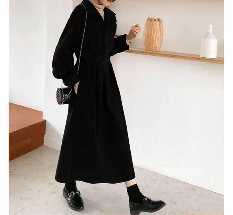 Hepburn French Retro Slimming Long Sleeve Black Dress for Women - Spring/Autumn