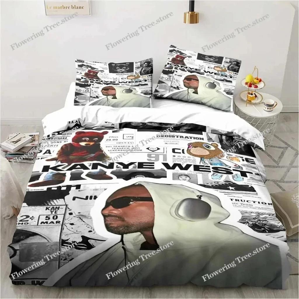 Rapper Kanye West Bedding Set Duvet Cover Bed Set Quilt Cover Pillowcase Comforter King Queen Size Boys Adult Bedding Set