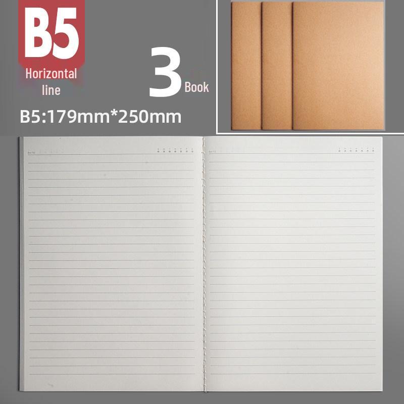 Set of 4 Large Gridless Cowhide Notebooks with Plain Pages for Students' Sketching and Drafting