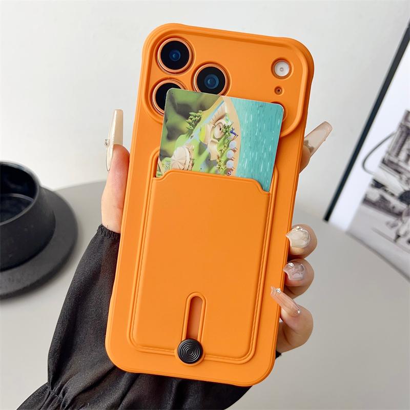Candy Color Card Slot Holder Wallet Soft Case For iPhone 17 Air 16 15 14 Plus 13 12 11 17 Pro Max Shockproof Silicone Back Cover