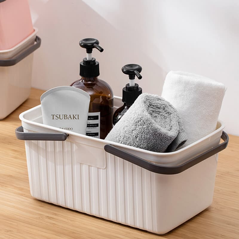 Xiangyu Town Bath Basket Portable Bath Basket Bathroom Storage Toiletries Plastic Basket Bath Storage Basket Dormitory Beige