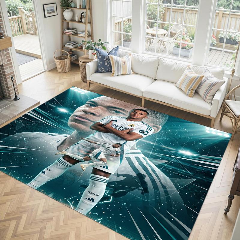 Tapis en Velours Cristal Design Kylian Mbappe Douillet Non ?Tapis imprimé antidérapant pour chambre, salon, entrée