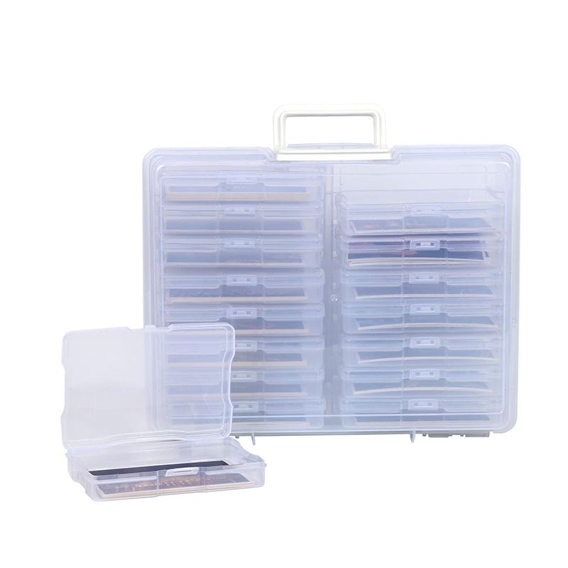 Transparent Photo Storage Box With Handle Photo Organizer Storage Container With 16 Inner Display Case For Pictures Arts Beads