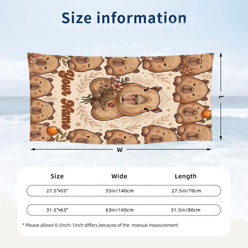 Floral Garden Theme Beach Towel Personalized Custom Name & Text Soft Quick Dry Beach Towel for Swimming Travel