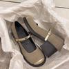 Mary Janes French High Heels Thick Soled Spring Autumn Footwear Round Toe Buckle Strap Ladies Mid Heel Pumps Zapatos De Mujer