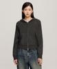 1993Studio Two-Way Knit Signature Zip-Up Hoodie_Charcoal