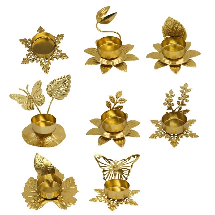 Candle Holder Metal Candlestick Unique Geometric Flower Desk Candlelighting Stand For Sophisticated Home Decoration