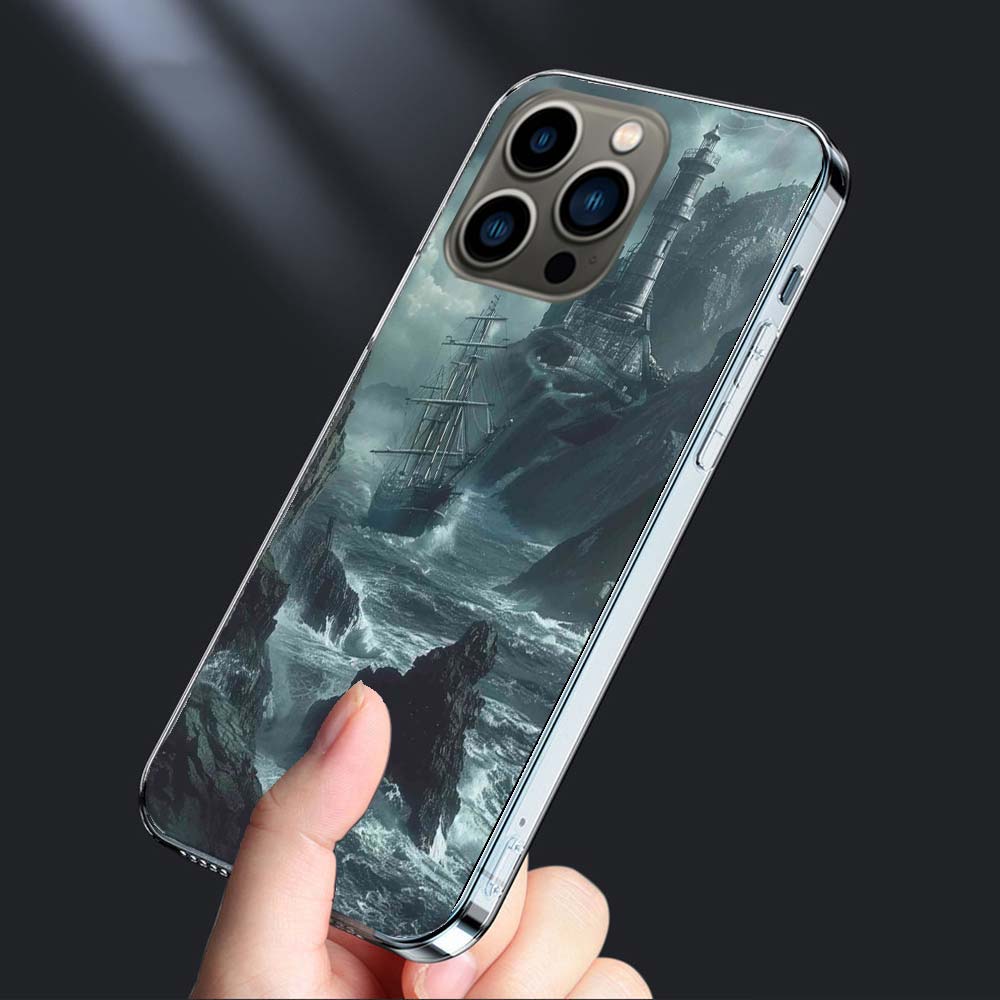 Lighthouse Phone Case For Iphone 16E 15 Pro 14 Plus 17E 16 17 Pro Max Air 11 12 13 Mini Shockproof Capa Cute Cover TPU Clear