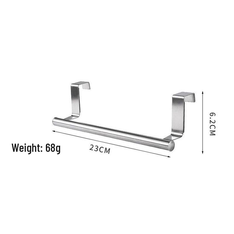 Retractable No-Punch Stainless Steel Towel Rack for Over-Cabinet Door