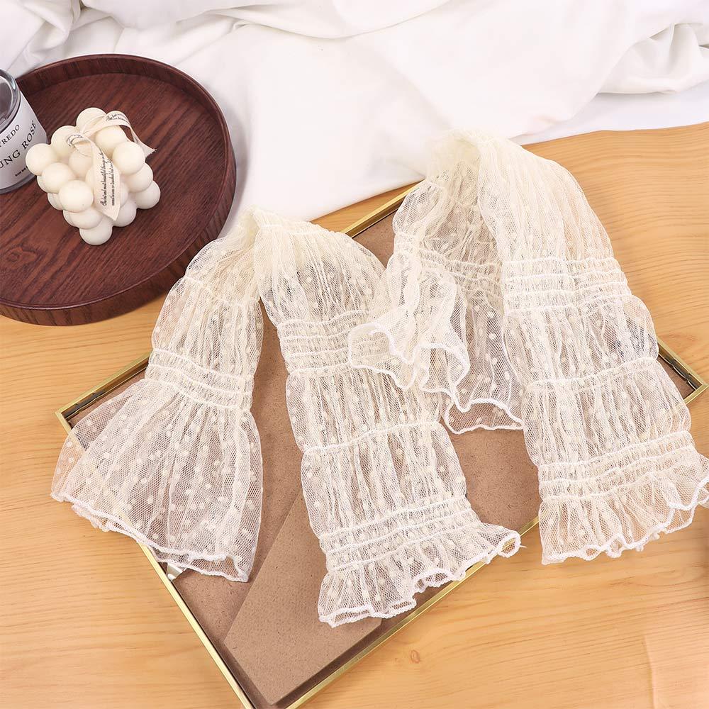 Soft Wrist Cuffs Polka Dot Temperament Mesh Lace Sunscreen Sleeves Korean Style Oversleeves Sun Protection Women Arm Sleeves