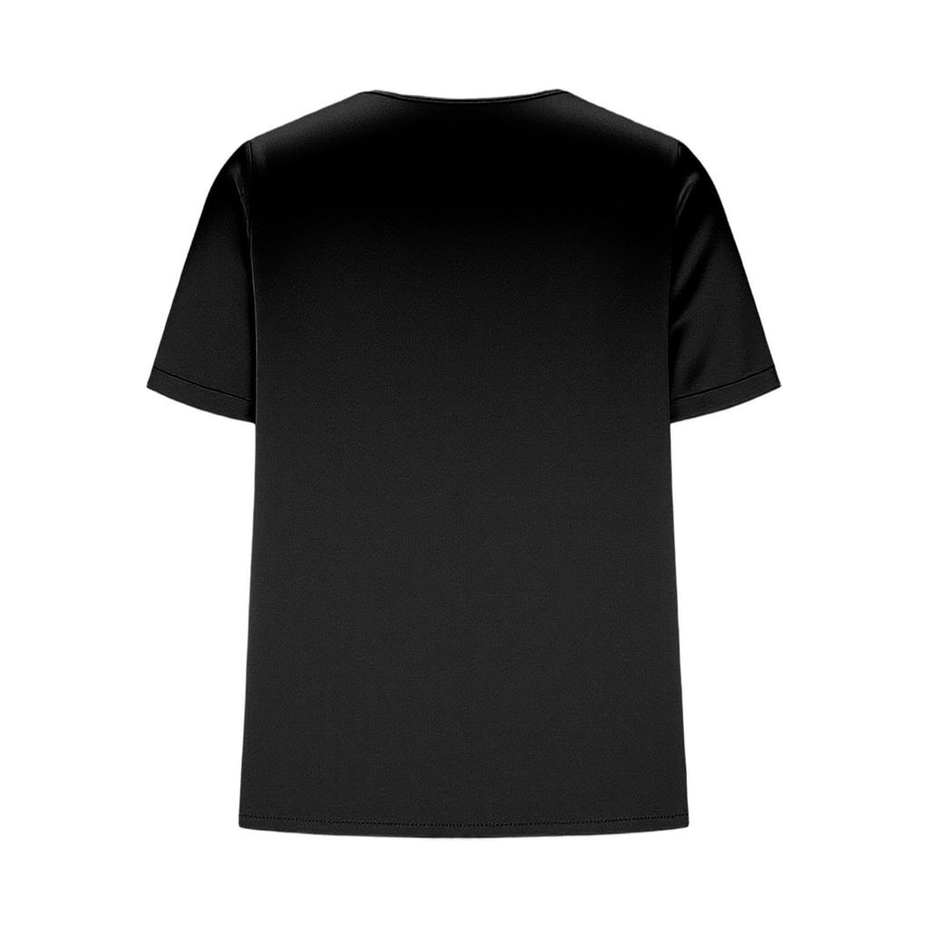 Women's Fashionable Casual Satin V-Neck Short-Sleeve Loose-Fit T-Shirt