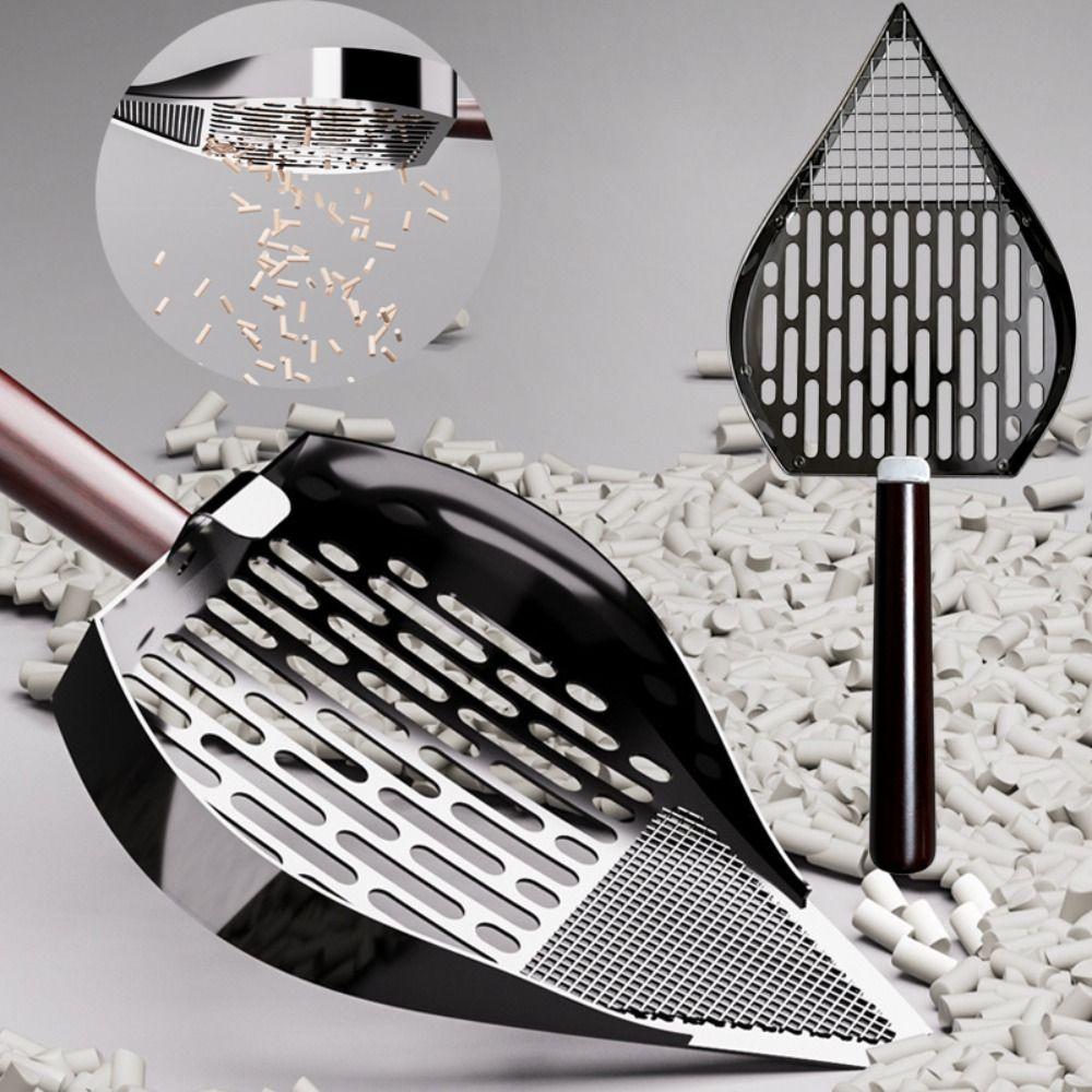 Wood Handle Cat Litter Scoop Stainless Steel Waste Removal Sifting Tool  Cat Supplies