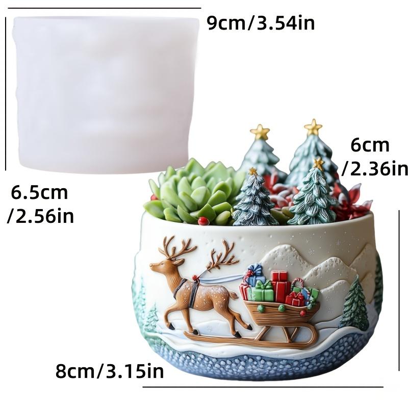 Elk Snow Run Gift Succulent Plant Pot Silicone Mold Christmas Reindeer Resin Plaster Pot Mould Cute Elk Concrete FlowerPot Molds