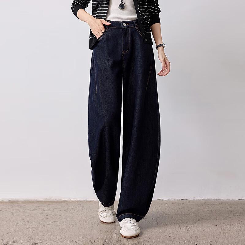 Chuyu 2026 Autumn Women's Mid-High Waist Wide Leg Washed Denim Jeans