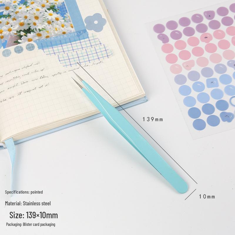 Moyan Candy Color Series Multifunctional Diary Tweezers - Set of 6 Fresh, Creative Stainless Steel High Elasticity Clips