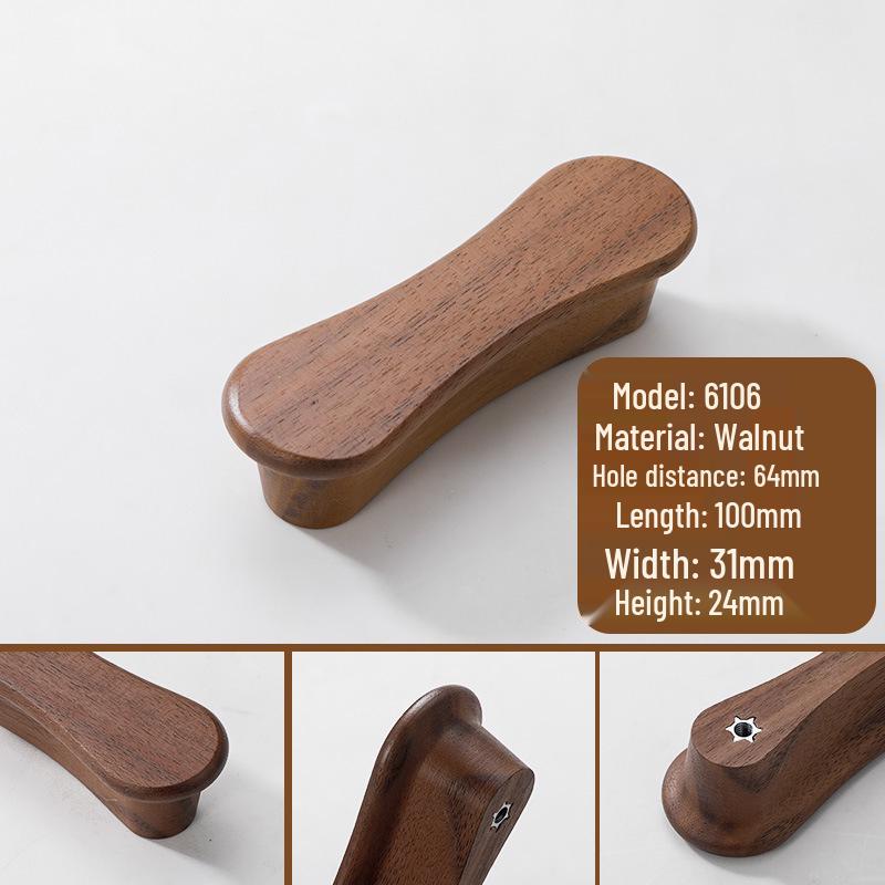 Japanese Minimalist Walnut Handle Solid Wood Cabinet and Wardrobe Drawer Handle