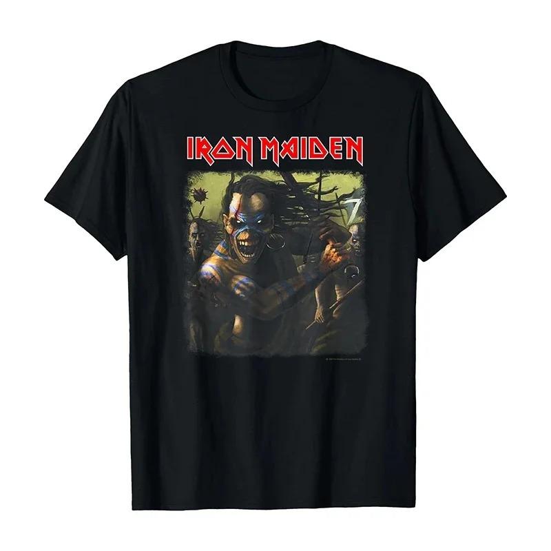 T-shirt Iron Maiden Groupe de Heavy Metal Rock Punk Lâche Surdimensionné Vintage Injection Directe Manches Courtes T-shirt Confortable Respirant