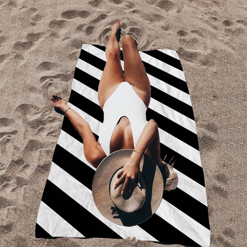 Fashion LOGO O-Off W-White Beach Towel Colorful Bath Towels Girl Microfiber Quick Dry Sand Free Beach Yoga Spa Gym Pool