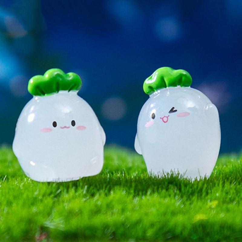 Radish Elf Miniature Figurines With Glowing In Dark Feature Creative Desktop Accessories For Outdoor Indoor Decoration