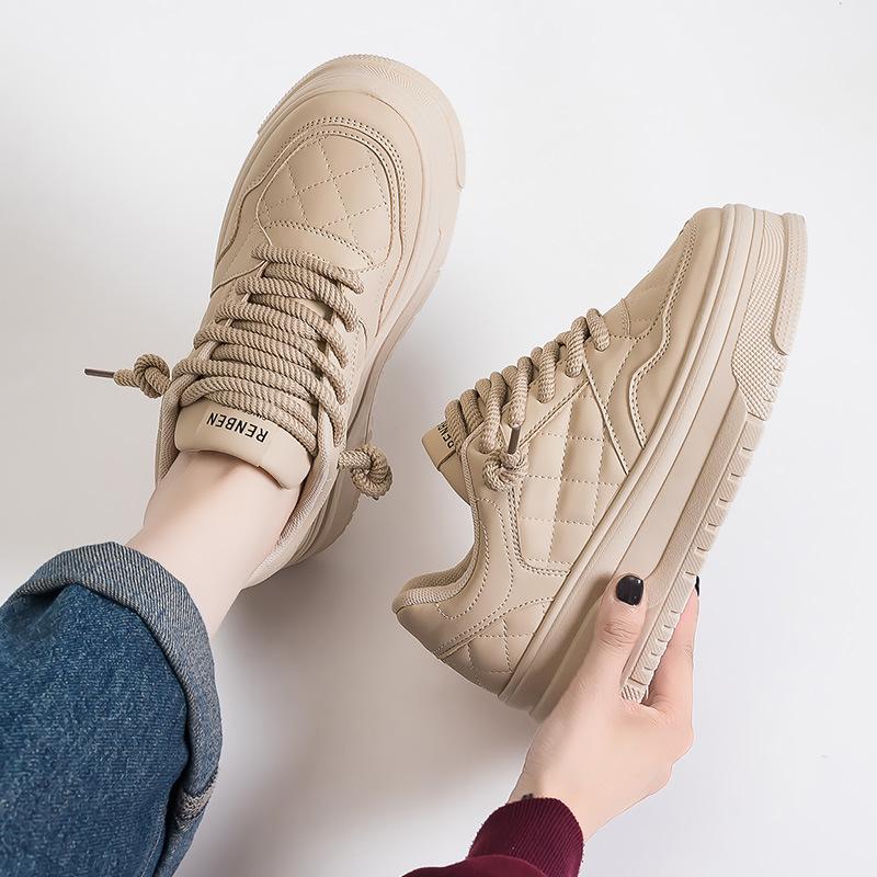 Height-increasing Thick Baseplate Shoes Women's Low-top Shoes Simple and Versatile Casual and Lightweight Bread Shoes White Shoes 2