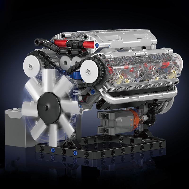 Mould King 10088 535pcs Technical Electrically Driven V8 Engine Building Block Model Kit For Adults Creative Assembly Brick Toys