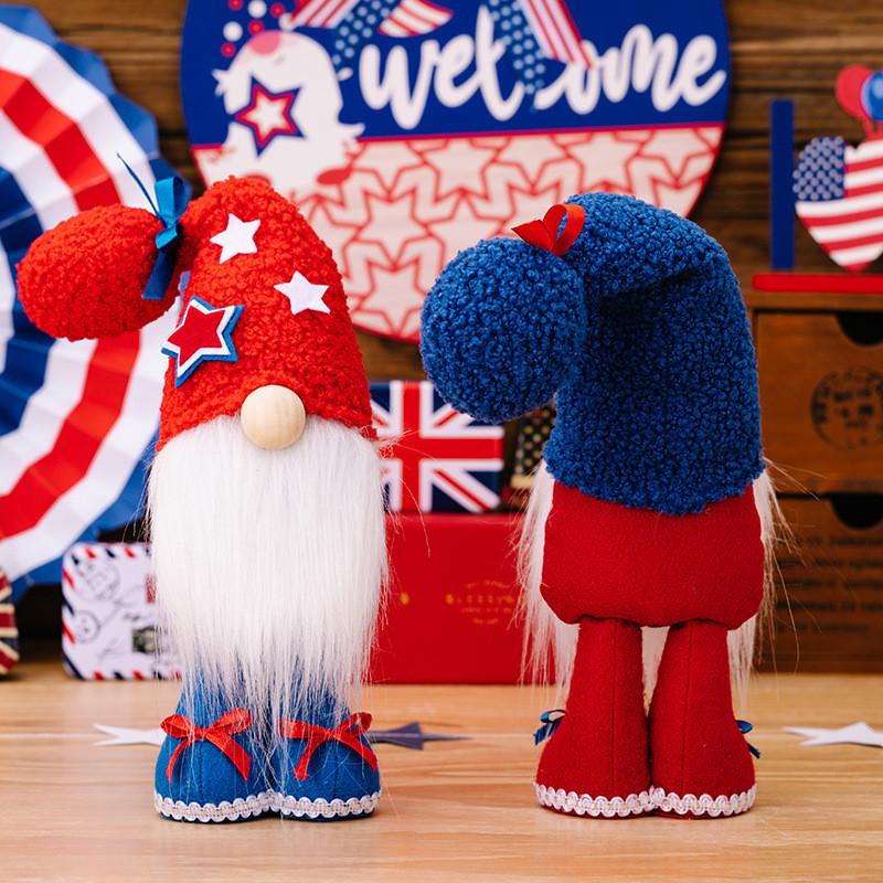 Day Independence Cute Gnome Plush Toys For Festive Home Display In Red And Colors Blue