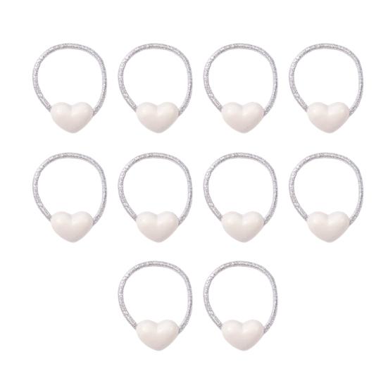 

10Pcs Hair Rope Super Elastic Soft Fabric Heart-Shaped Hair Ties Holiday Hair Decorations DIY