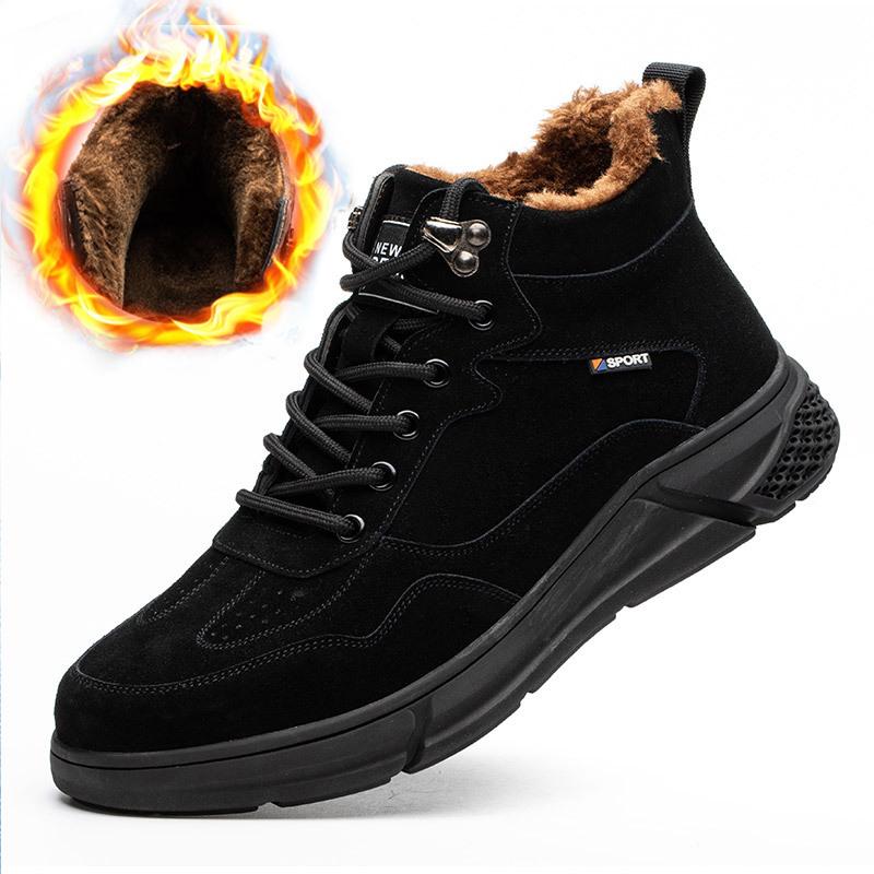 Fashion Puncture Proof Safety Shoes For Men Work Safety Boots Steel Toe Kevlar Warm Fur Winter Boots Female Anti-slip Comfort Work Boots