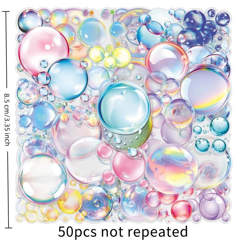 2Pcs Colorful Iridescent Bubble Wall Decals, Peelable Waterproof, Perfect For Kids Bedroom Bath Party Decor