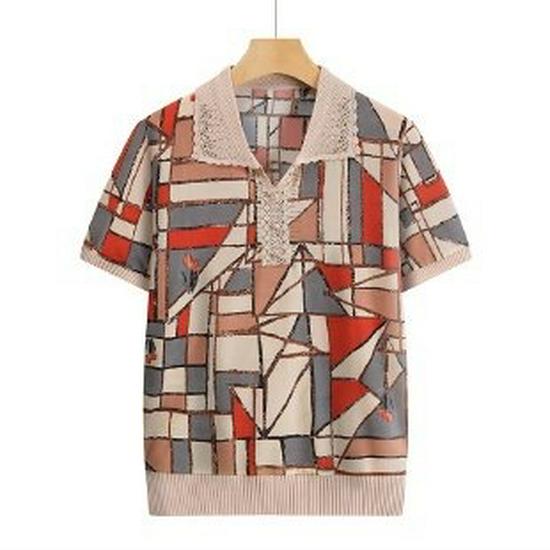 2026 Summer Knit Short Sleeve T-shirt - Chic Fashion for Middle-aged & Elderly Women XL
